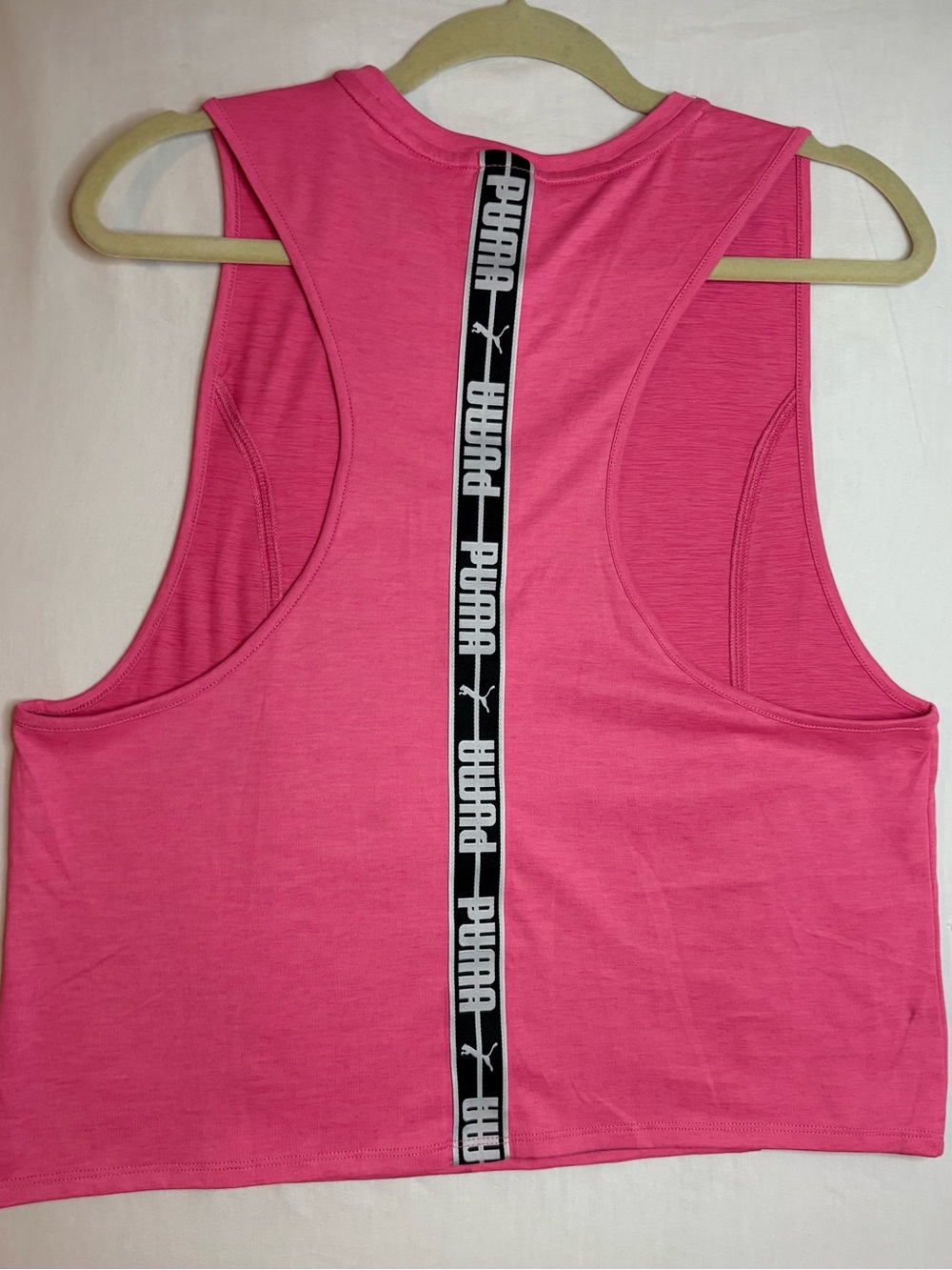 Puma Athleisure Racerback Tank Logo Tape Back Barbiecore L